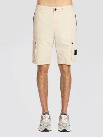 STONE ISLAND Cargo-Shorts aus gebürstetem Bio-Canvas mit Logo-Patch 142785930