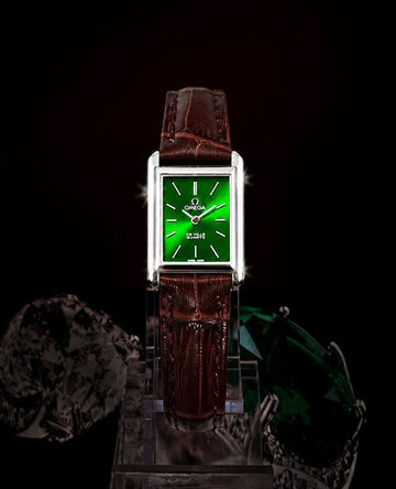 Omega Vintage Women's Green Dial Leather Watch 156360684