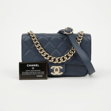 CHANEL Caviar Studded Top Handle Chain Shoulder Crossbody Bag A91855 155912194