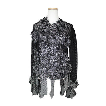 GIANFRANCO FERRE' Black & White Mesh Zip-Up Cardigan (44) 156374799