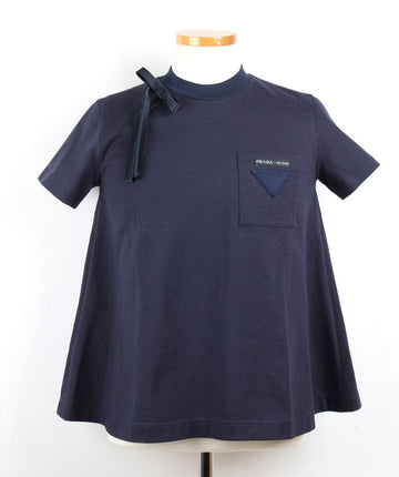 PRADA リボン 半袖 Tシャツ ネイビー 38(55) 156397317