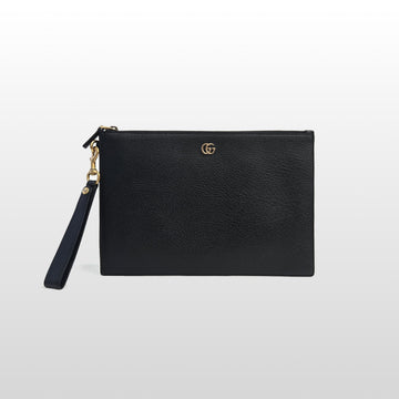 Gucci GG Marmont Calfskin Strap Pouch Clutch Black 475317 156398449