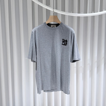 HERMES レザー パッチ コットン 半袖 Tシャツ グレー 156411602