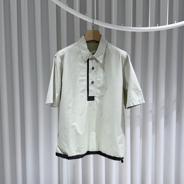 Hermes Layered Button Collar Short Sleeve Shirt Pistachio 156411658