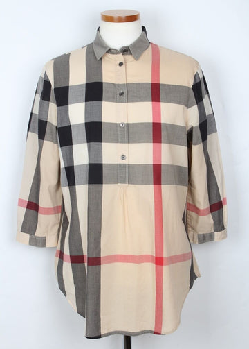 BURBERRY チェック柄の7分袖シャツM(66) 156483469
