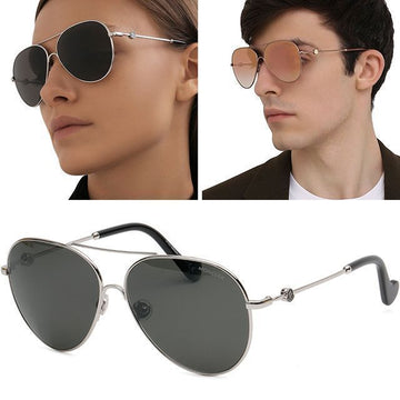 Moncler Sunglasses ML0168 Mirrored Polarized Boeing Daily Fashion Oversized Silver Gold Frame 123681896