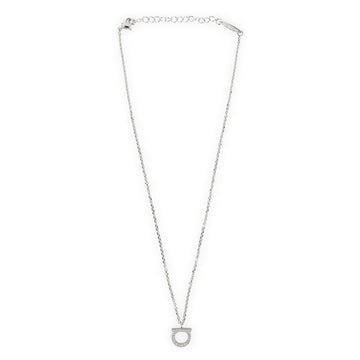 Salvatore Ferragamo Women's Gancini Crystal Pendant Necklace (Silver) 760132 696657 156487065