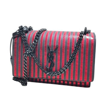 SAINT LAURENT サンセット モノグラム レッド ブラック メタリック スモール クロスバッグ 441972 156489021