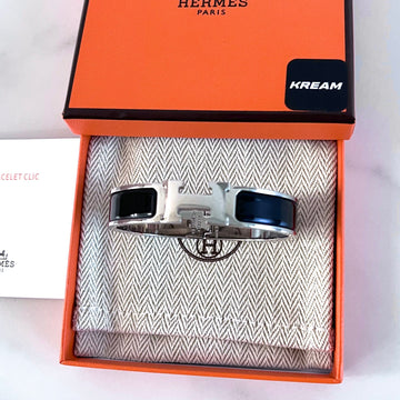 Hermes Click Ash Bracelet PM Silver / Black 156490014
