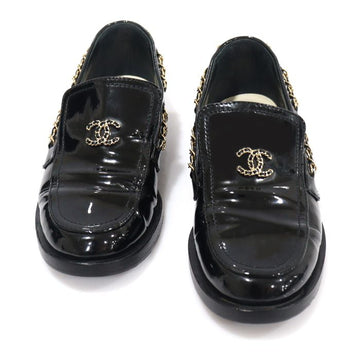 CHANEL G33521 ブラック パテント CCロゴ チェーン レディース ローファー 35C 156490892