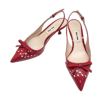 MIU MIU Lack-Pump mit Schleifenriemen Rot 34 156495577
