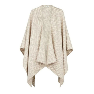 Fendi 26SS FF Logo Wool Silk Women's Poncho Beige FXX782 AQ8GF0QZ0 156514536