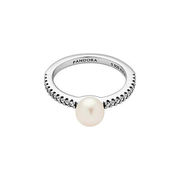 PANDORA トリティッド フレッシュウォーター カルチャード パール & パヴェ オープン シルバー リング 193158C01 144701856