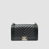CHANEL Chevron Boy Flap Black Lambskin Silver Hardware 29 Series 156515561 [P]