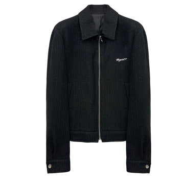 Wooyoungmi Logo Black Tweed Collar Jacket 156516678