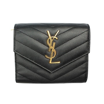 Saint Laurent Black YSL Gold Chevron Wallet 156516874