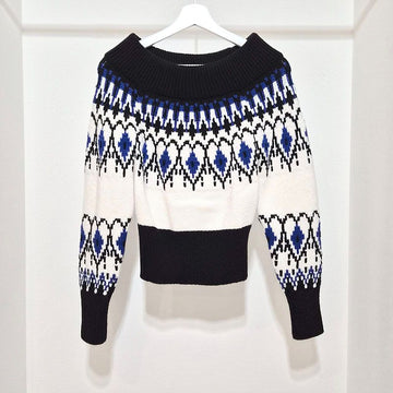 Alexander McQueen Fair Isle Off-Shoulder Wool Knit L698472 156518602