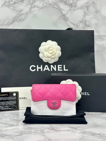 CHANEL Classic Card Wallet Pink Silver Metal AP0214 156518967