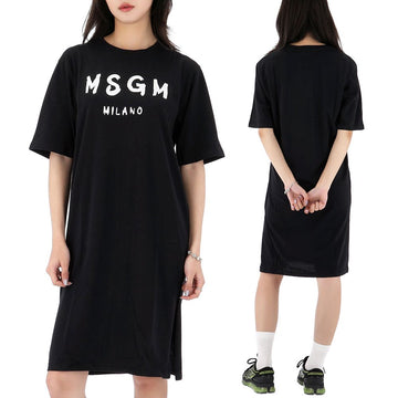 MSGM コットン半袖ドレス サイズS6MSJGDR068 110-AK 156520002