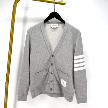 THOM BROWNE Vネックコットンカーディガングレー (MJT167A) 156520807
