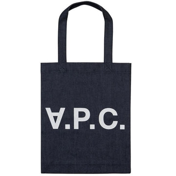 APC Denim Tote Bag with Logo Print Indigo 152303224