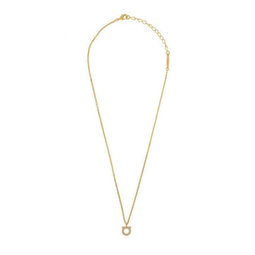 Salvatore Ferragamo Crystal Mini Gancini Necklace Gold 76-0131 0696654 152303319
