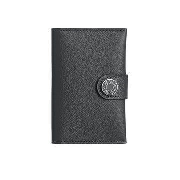 HERMES Kartenhalter aus Evercolor Leder mit Palladium Hardware in Grau Misty 156543538