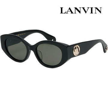 LANVIN Sonnenbrille LNV650SLB 001 Luxus Oval Mode Rund Schwarz Goldfarbenes Logo Hornfassung 119254399