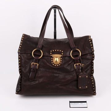 Prada Nappa Leather Studded Large Shoulder Bag 156548742