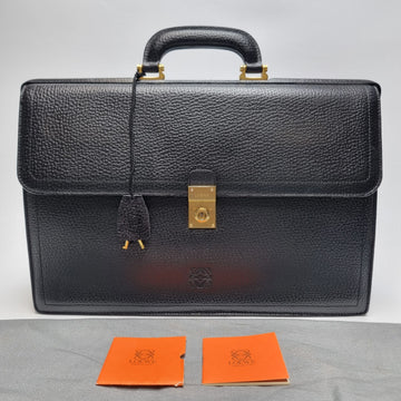 Loewe Anagram Pebbled Leather Briefcase Black 605-08 156549257