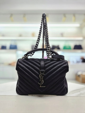 SAINT LAURENT Kolleg Monogramm Schwarz Ketten Mittel Tote und Schultertasche 487213 156549782