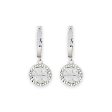 Tory Burch Women's Miller Crystal Logo Earrings (Silver) 87041 042 133569925