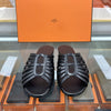 Hermes NORIA Sandal Leather Slipper Black H262093 156552703 [P]
