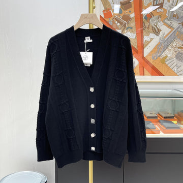 HERMES Button Woll Damen Cardigan Schwarz H6H2736D3 156559267