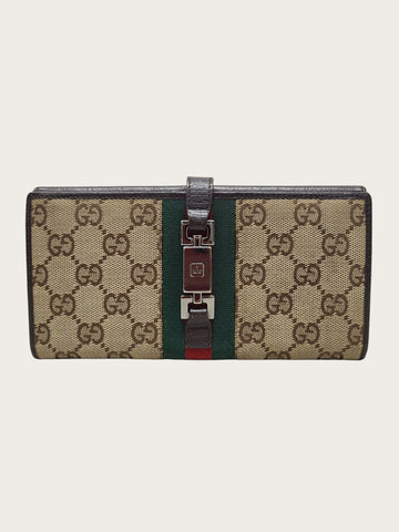 GUCCI Braune GG Web Jackie Geldbörse 156559443
