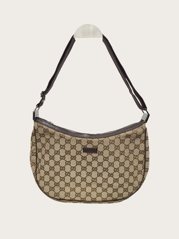 GUCCI Braune GG Canvas Halbmond Schulter-Crossbody-Tasche 156559463