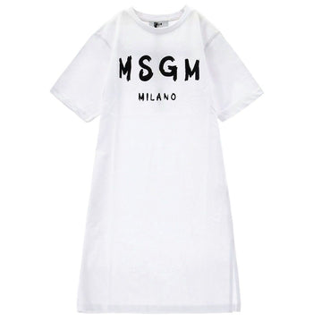 MSGM コットン 半袖 ワンピース 26SS キッズ ロゴ 001-K 156560028