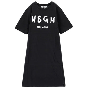 MSGM Kids Logo Cotton Short Sleeve Dress S6MSJGDR068 110-K 156560136 [P]