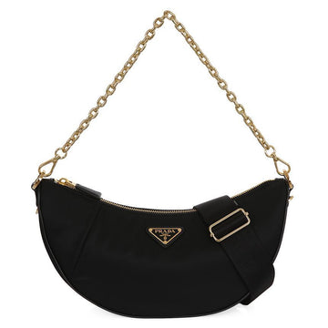 PRADA Shoulder Bag in Nylon und Kalbsleder Schwarz 152875367