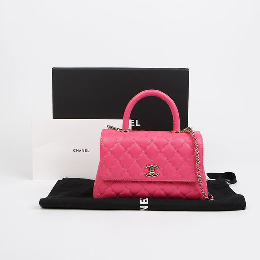 CHANEL Caviar Coco Handle Small Tote Shoulder Bag A92990 156209419 [P]