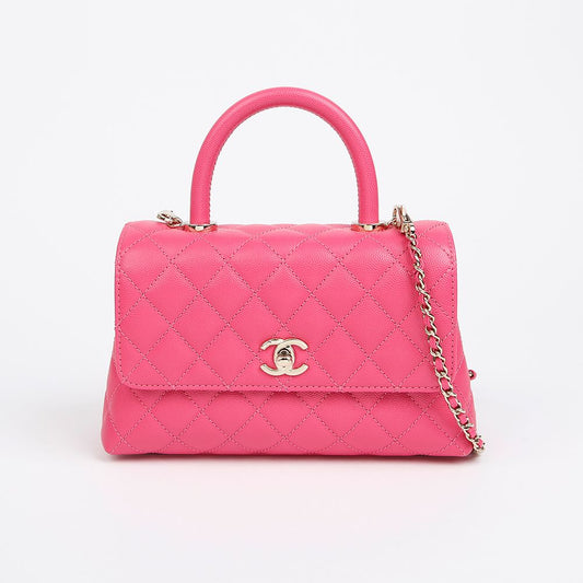 CHANEL Caviar Coco Handle Small Tote Shoulder Bag A92990 156209419 [P]