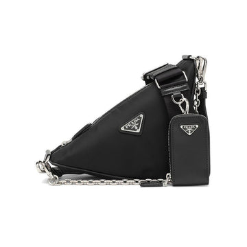 PRADA Triangular Logo Schulter-Crossbody Bag Schwarz 1BH190 RDLN F0002 150062715