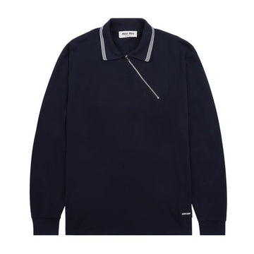 MIU MIU Katoen Pique Reißverschluss Polo T-Shirt 156576517