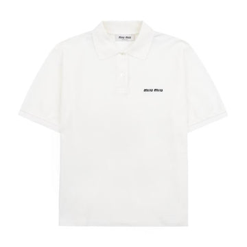 MIU MIU Cotton Piqué Polo T-Shirt Kurzarm 156576519