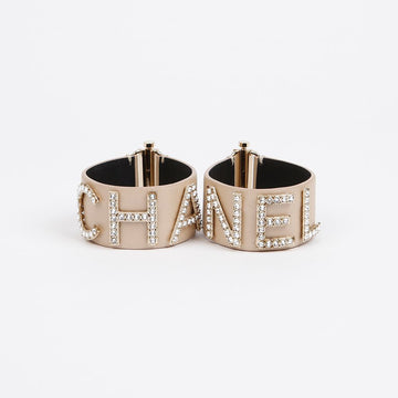 CHANEL Logo Double Bangle Bracelet M Size 156352456