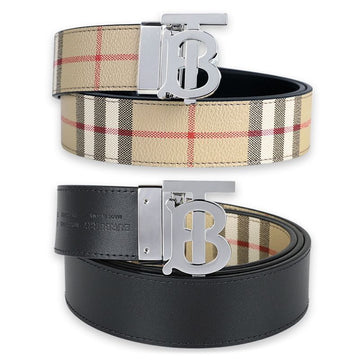 BURBERRY メンズ TB チェック リバーシブル ベルト（ベージュ/ブラック） 80698536 146992073