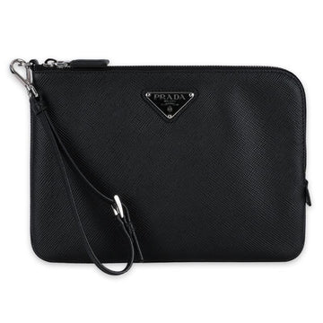 Prada S/S Triangle Logo Saffiano Small Leather Clutch Bag (Black) 2NH024 2FAD F0002 84429486