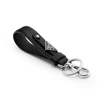 Prada Keyring Saffiano Triangle Logo Black 44728359