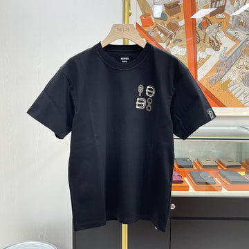 HERMES マキシプリント女性Tシャツ ブラック H6H4622DC 156592399