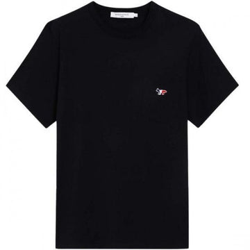 Maison Kitsune T-shirt Tricolor Fox Patch Pocket Short Sleeve Black 152200811